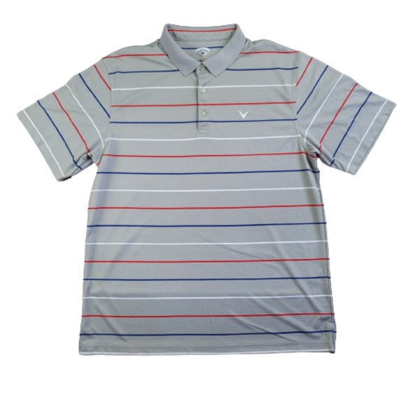Callaway Gray Striped Golf Polo Shirt Men's - Picture 2 of 8